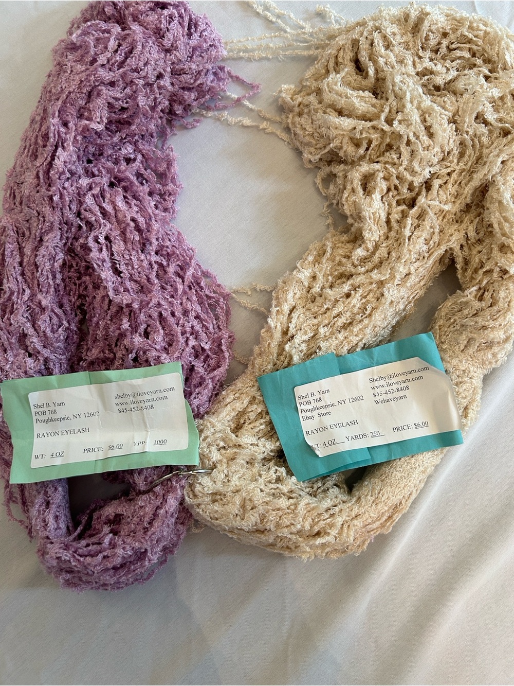 Rayon Eyelash Home Accent Scarves — Lavender and Beige